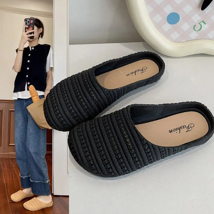 Breathable Hollow Half Slippers - Lightweight Flat Bottom Anti-Slip Summer Sandals