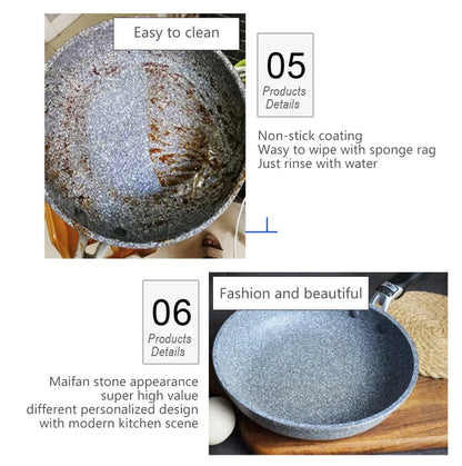 Durable Stone Frying Pan – 20/24/26/28cm Non-Stick Skillet for Pancakes, Eggs & Induction Cooking