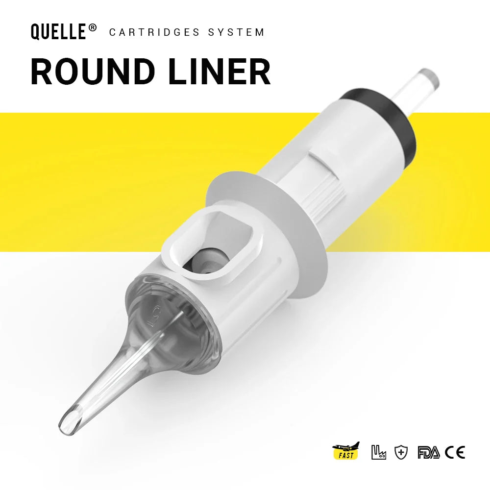 QUELLE 20/50PCS Tattoo Cartridge Needles — Disposable Sterile 3RL, 5RL, 7RL Round Liner 0.3/0.35mm for Permanent Makeup & Tattooists