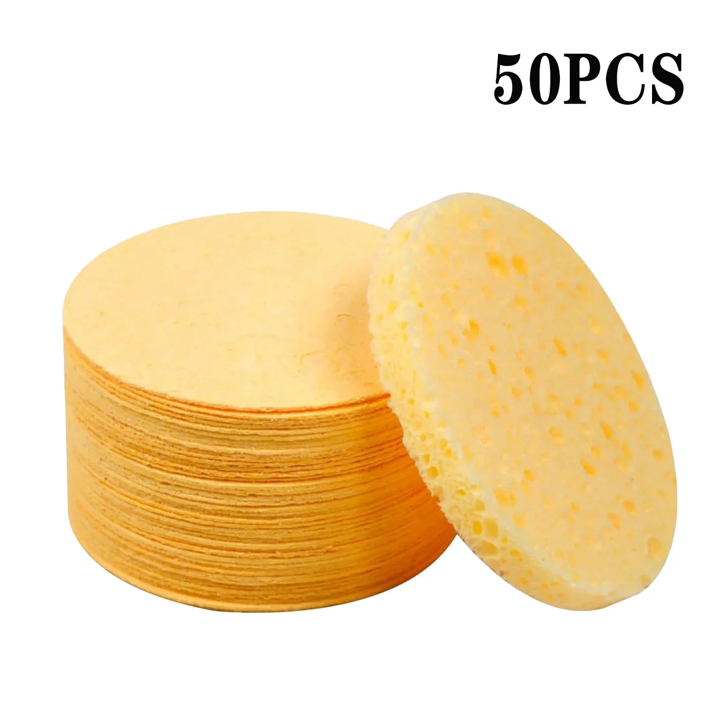 50–1000PCS Natural Wood Pulp Compressed Face Wash Sponges – Foaming Facial Cleansing Puffs for Skincare & Makeup Removal