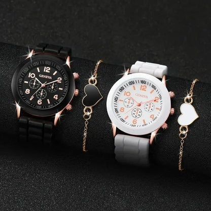 2PCS Set Couple Fashion Leather Watches – Simple Dial Quartz Wristwatches for Ladies & Men, Casual Dress Clocks