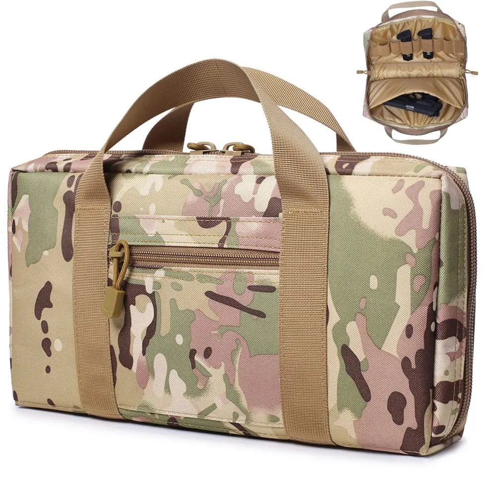 Tactical Pistol Range Bag - Portable Handgun and Ammo Carry Case - Soft Pistol Case with Holster - EDC Hunting Tool Pouch