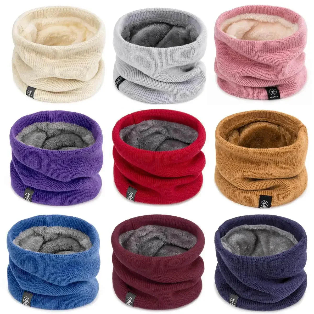 Women’s Winter Plush Woolen Scarf – Thick Fleece Neck Warmer, Knitted Muffler & Ski Mask