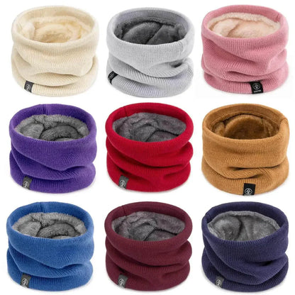Women’s Winter Plush Woolen Scarf – Thick Fleece Neck Warmer, Knitted Muffler & Ski Mask