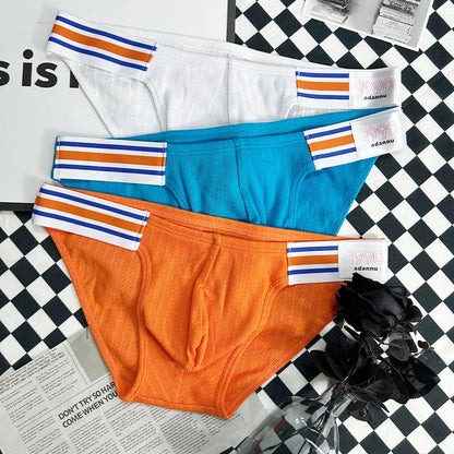 Men’s Breathable Brief Underwear 1/2/3/4PCS – High Fork Triangle Design with Striped Elastic Waistband Comfort Fit