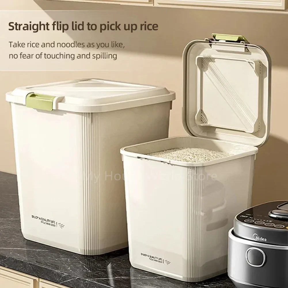 10KG Rice Storage Container - Sealed Cereal Dispenser with Buckle, Insect-Proof Grain & Pet Food Organizer