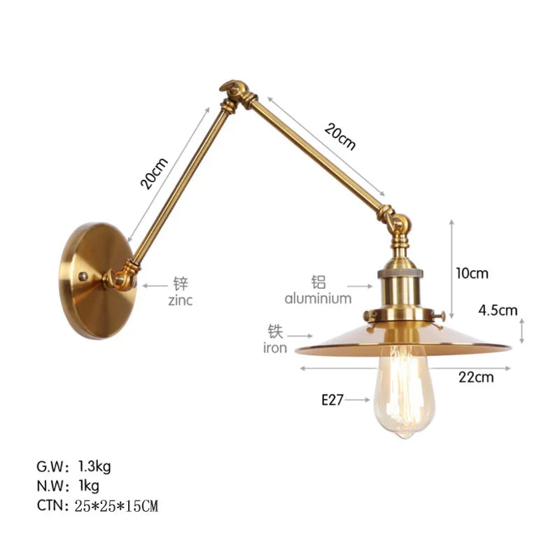 American Iron Art UFO Wall Lamp — Black Decorative Light for Bedroom, Bar & Restaurant