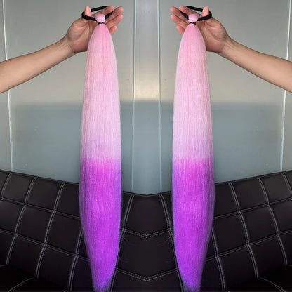 Synthetic Colorful Ponytail Extensions – Long Straight Braided Hairpieces with Rubber Band for Women