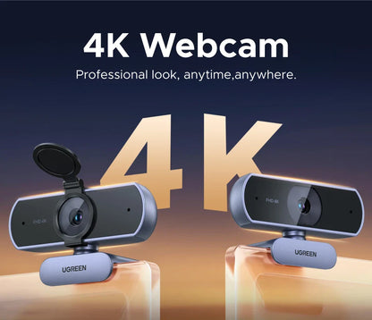 UGREEN 4K FHD 1080P 8MP Webcam – PDAF Auto Focus, Dual AI Noise-Cancelling Mics for PC, Zoom, Teams & Google Meet