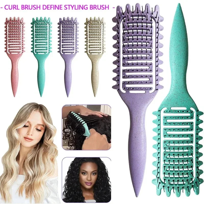 Curl Define Styling Brush - Hollow Detangling Hair Comb for Wet & Curly Hair Shaping