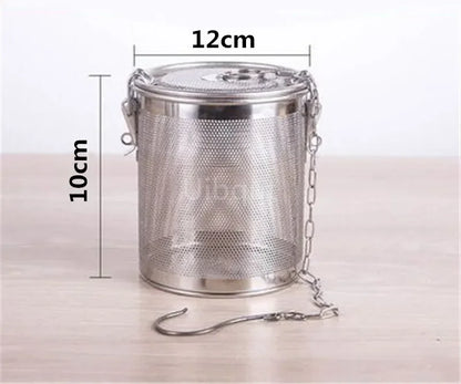 304 Stainless Steel Round Hole Seasoning Bag — Spice, Gravy & Soup Strainer Basket for Brine, Hot Pot, and Slag Separation