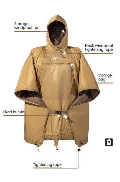 MOBI GARDEN Camping Cape Sleeping Bag – Lightweight Portable Cold Weather Blanket with Thermolite for Outdoor Use