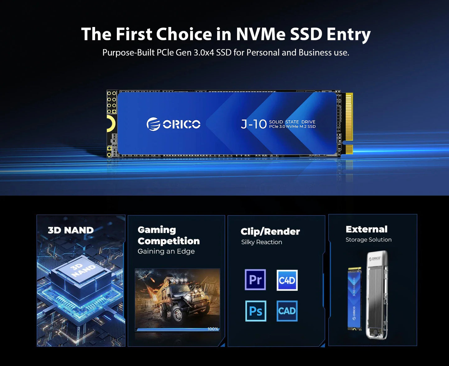 ORICO M.2 NVMe 1TB SSD – PCIe 3.0 3500MB/s Gen3x4 Internal Solid State Drive for Laptop & Desktop (3D NAND TLC/QLC)