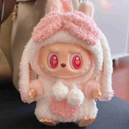 17cm Labubu Doll Clothes — DIY Accessories Heartbeat Long-Eared Furry Rabbit Costume | Cartoon Dress-Up Outfit