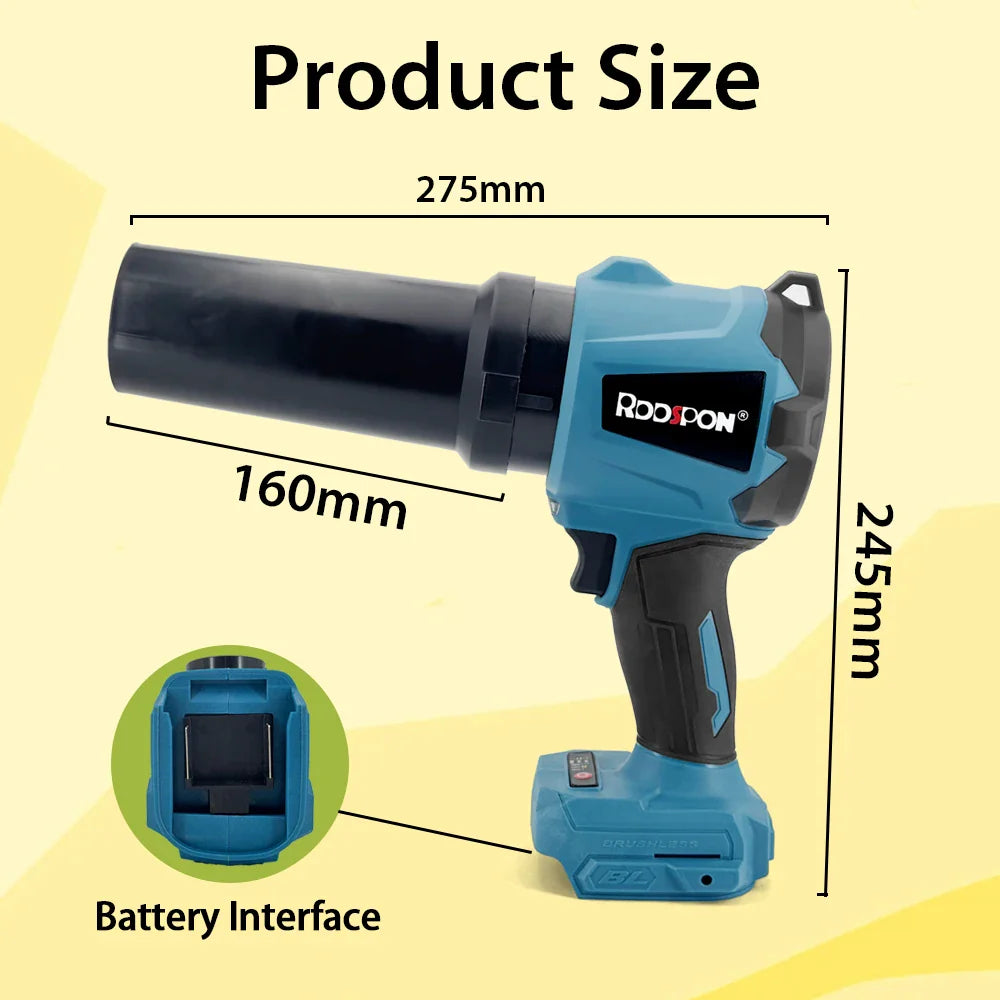 3000W Brushless Turbo Fan Blower – Handheld Electric Jet Fan for Snow, Leaf & Dust, 320,000 RPM, 450M/S, Compatible with Makita Battery