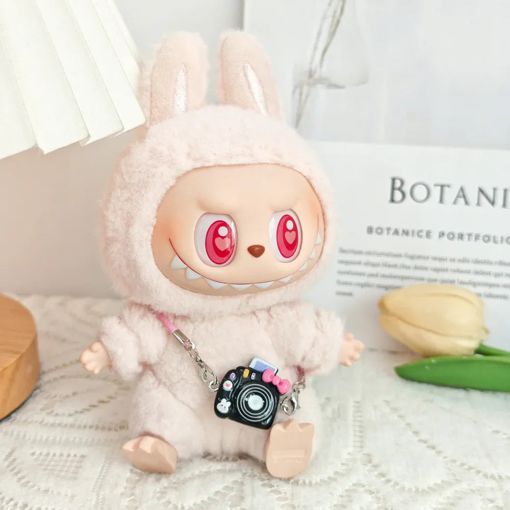 Cartoon Camera Phone Bag for Labubu Crybaby — 10-15cm Cotton EXO Plush Doll Accessories