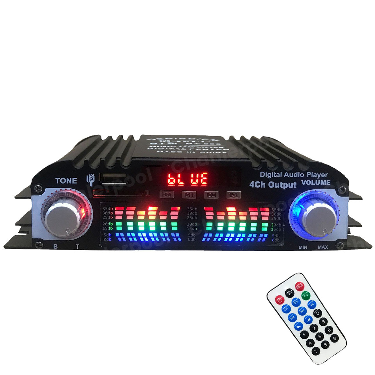 1600W Peak Power HiFi 4-Channel Digital Audio Amplifier – Bluetooth Karaoke Player with FM Radio & Remote Control