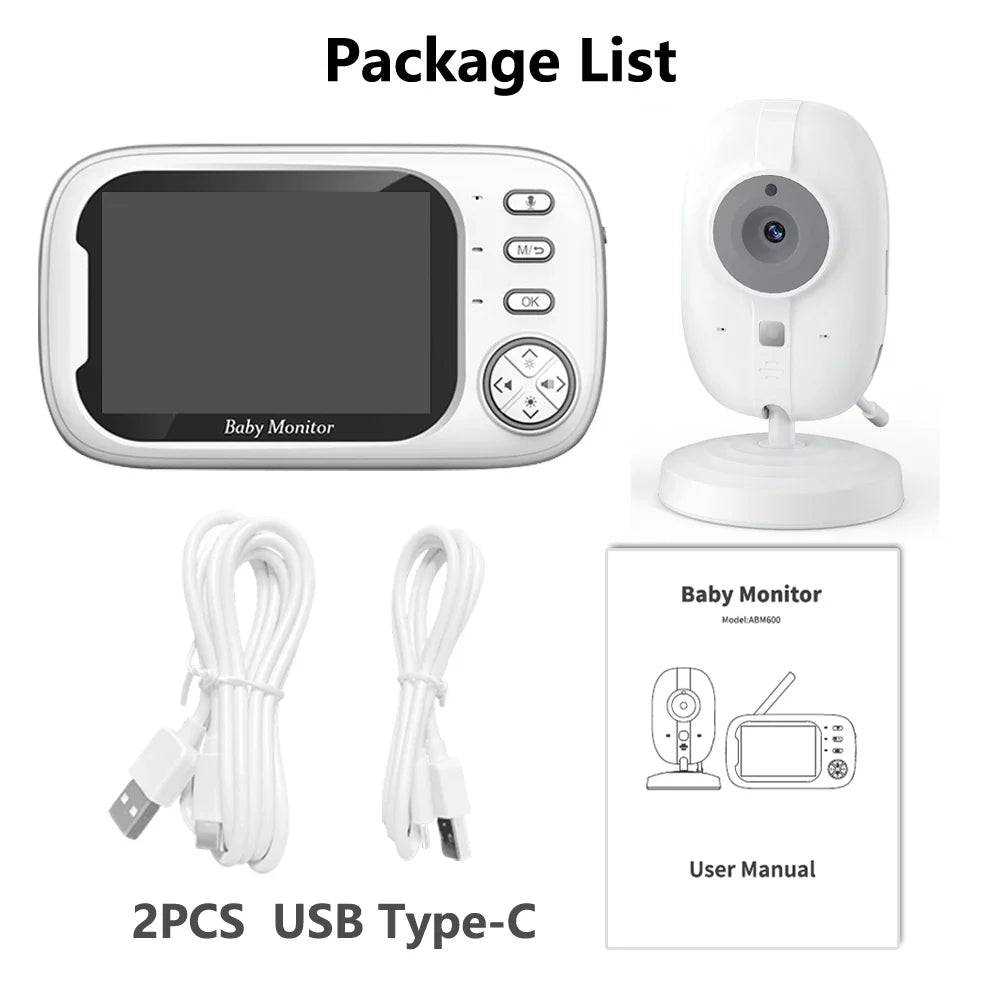 3.5" Wireless Video Baby Monitor – Night Vision, Temperature Monitoring & 2-Way Audio Baby Nanny Security Camera System
