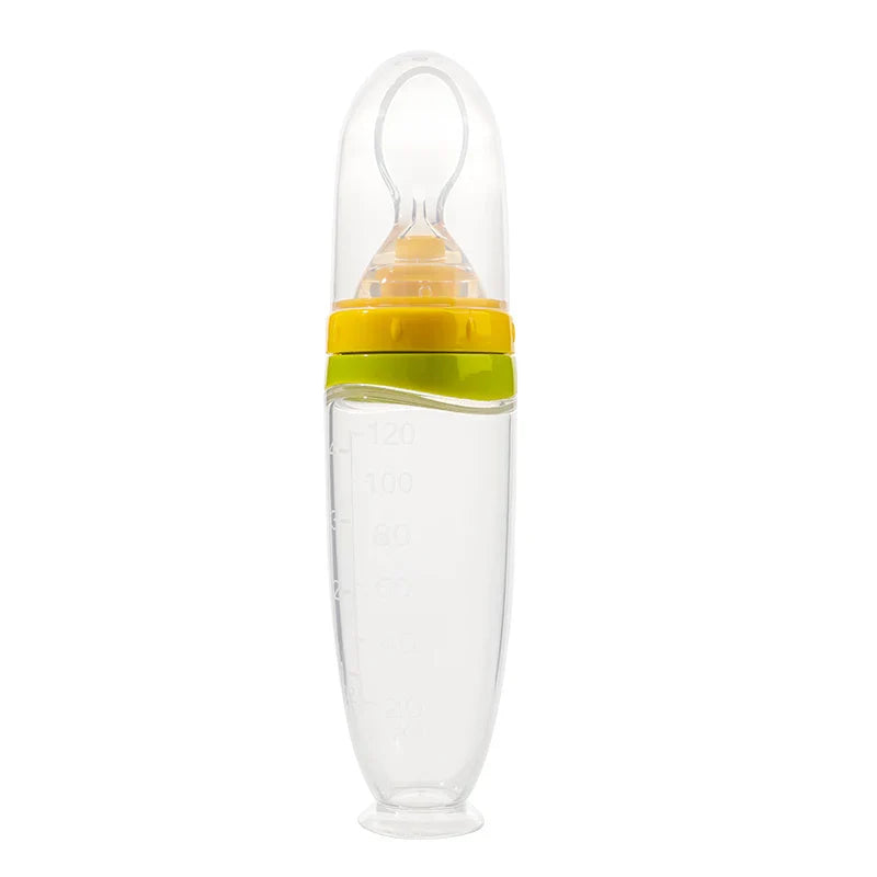 120ml Infant Silicone Food Squeeze Feeder – Baby Fruit Puree & Rice Paste Dispenser with Detachable Spoon