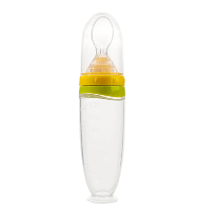 120ml Infant Silicone Food Squeeze Feeder – Baby Fruit Puree & Rice Paste Dispenser with Detachable Spoon