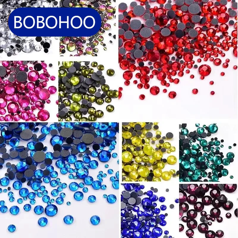 Bobohoo HotFix Crystal Rhinestones SS6-SS30 – Glitter Iron-On Strass Gems for Clothing, Dresses & DIY Crafts