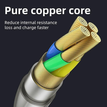 3-in-1 Glowing LED Light Fast Charging Micro USB Type C Cable: For iPhone, Samsung, Xiaomi, Redmi Phone Charger - USB Cable