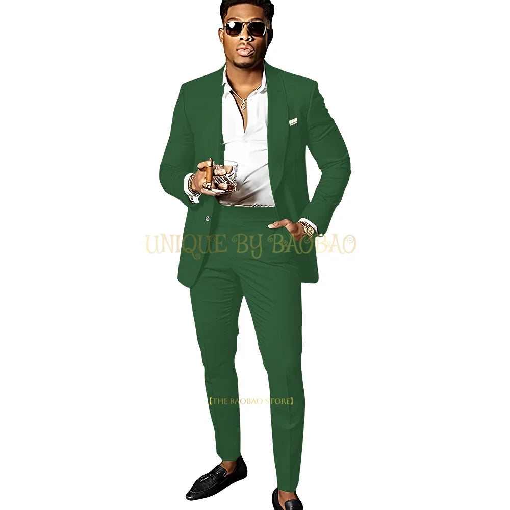 Men's Brown 2 Piece Suit - Shawl Collar Single Breasted Tuxedo Blazer & Pants Set For Wedding, Business & Formal Events