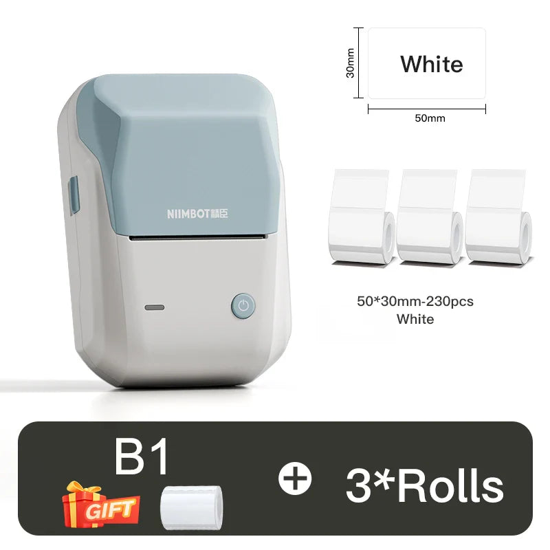 NIIMBOT B1 Portable 2-Inch Thermal Label Printer – Mini Bluetooth Adhesive Sticker Maker for Smartphone & PC