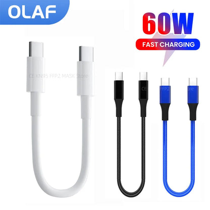 30cm USB-C to USB-C Fast Charging Cable – Compatible with iPhone 15, Xiaomi, Samsung, Huawei & Power Banks