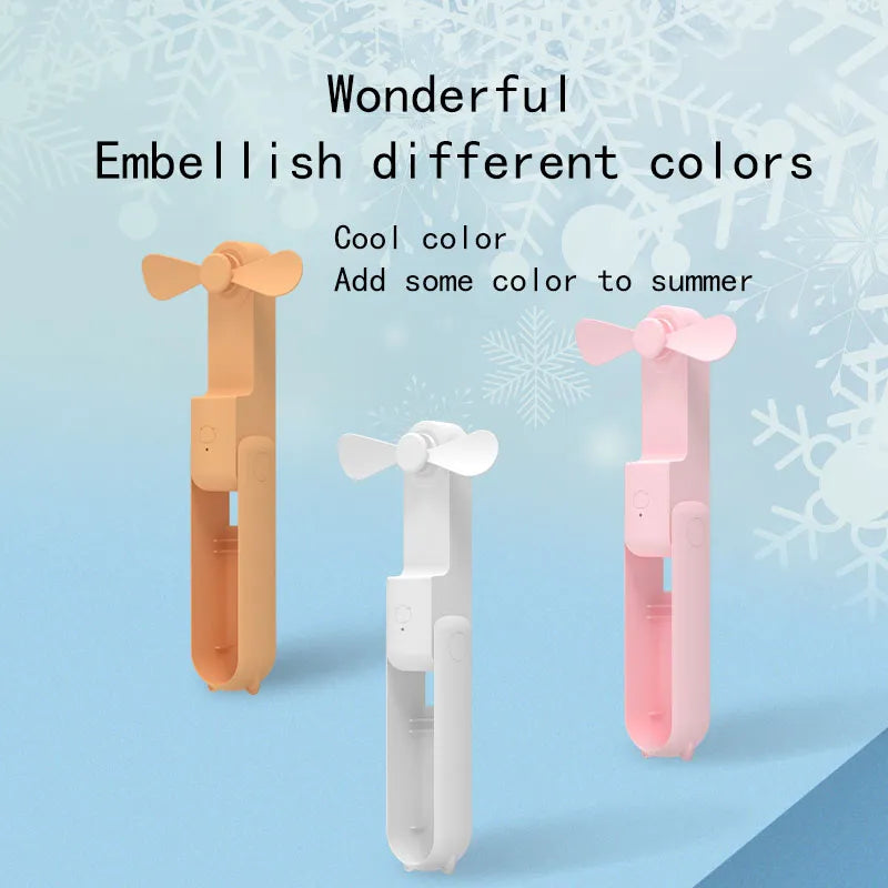 New Handheld Portable Mini Fan - Creative, Three-Speed Adjustable, Solid Color, USB Rechargeable Small Fan