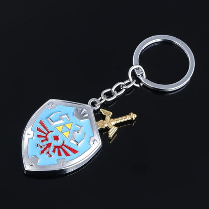 Zelda Hylian Shield & Master Sword Keychain – Cosplay Pendant Keyring for Fans