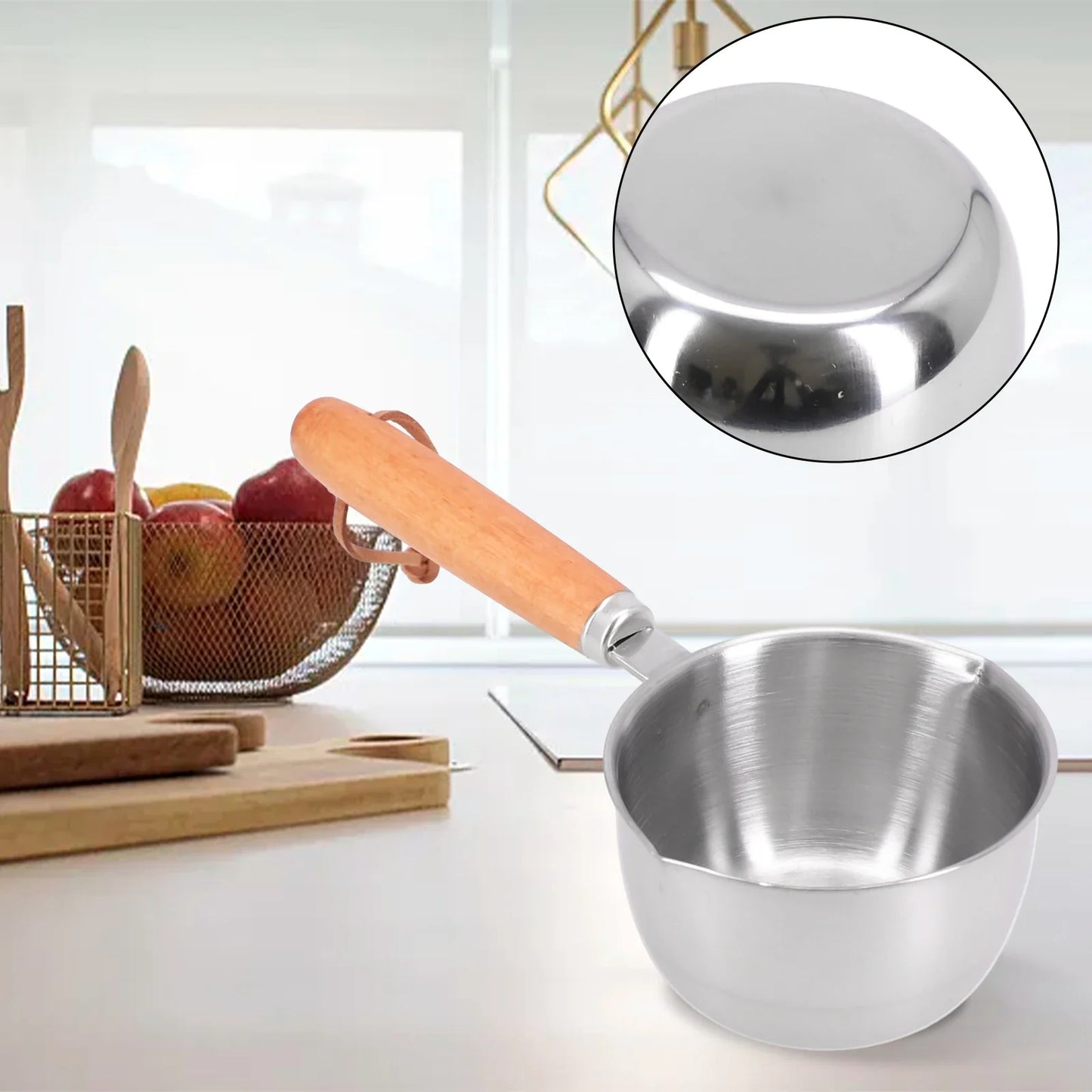 Stainless Steel Saucepan – Hot Oil & Milk Pan for Boiling, Melting & Kitchen Cooking