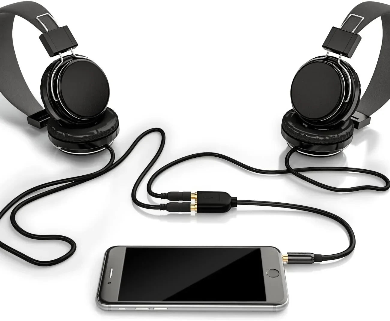 3.5mm Stereo Audio Y Splitter Cable – Hi-Fi Sound Extension Converter, 1 Male to 2 Female Headphone Jack Adapter