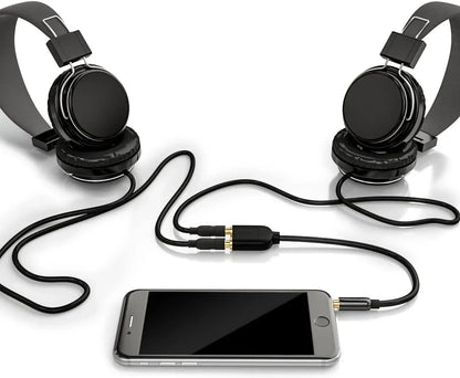 3.5mm Stereo Audio Y Splitter Cable – Hi-Fi Sound Extension Converter, 1 Male to 2 Female Headphone Jack Adapter