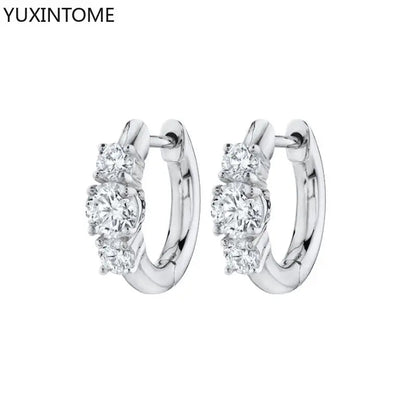 925 Sterling Silver White Zircon Hoop Earrings for Women – Fashion Geometric Crystal Silver Earrings Fine Jewelry Elegant Daily Wear Jewelry