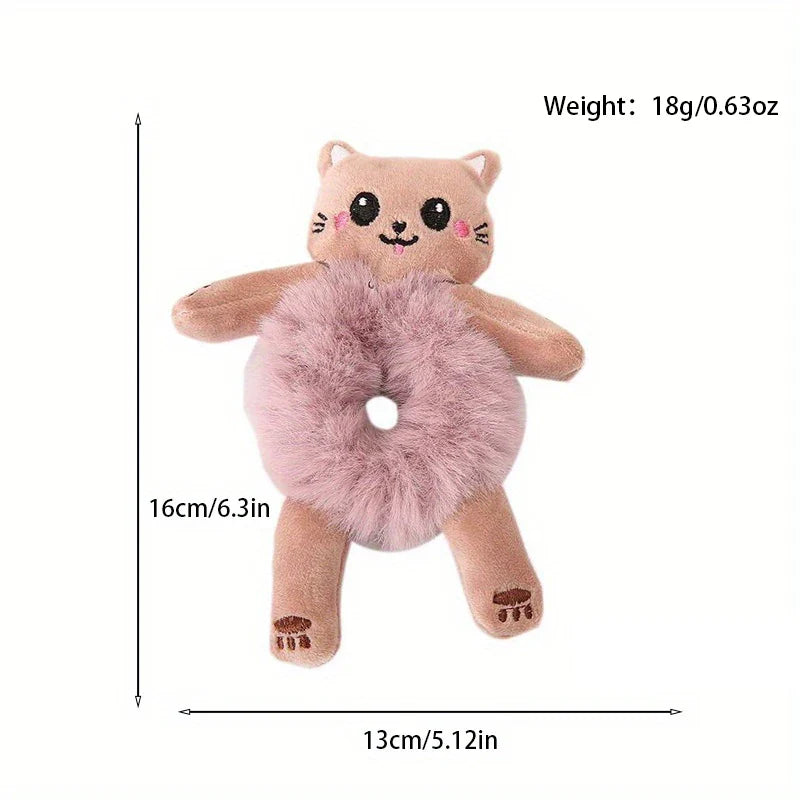 Cute Plush Animal Hair Bands | Frog, Panda & Cat Elastic Hair Ties for Women & Girls