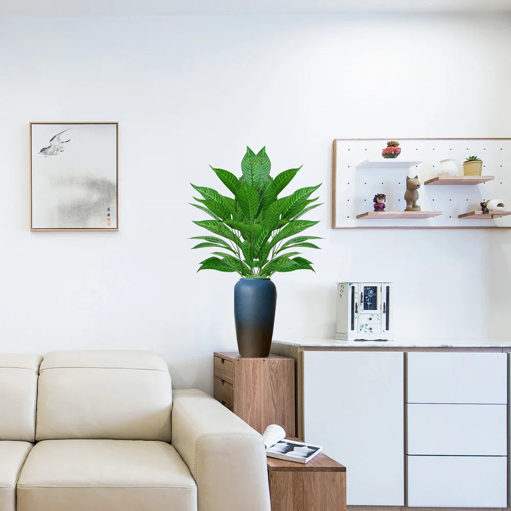 76cm Artificial Magnolia & Banyan Leaf Plant Branch – 26 Leaves Fake Green Sansevieria Decorative Tree for Home & Garden Decor