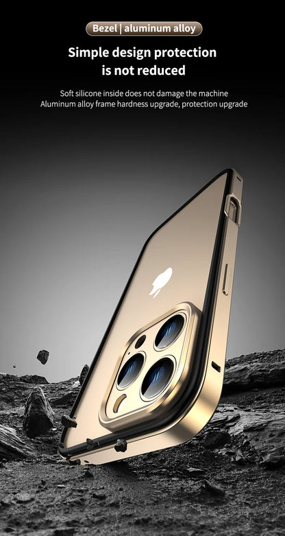 Camera Protection Hybrid Silicone & Aluminum Metal Phone Case for iPhone 16/15/14/13 Pro Max – Better Heat Bumper