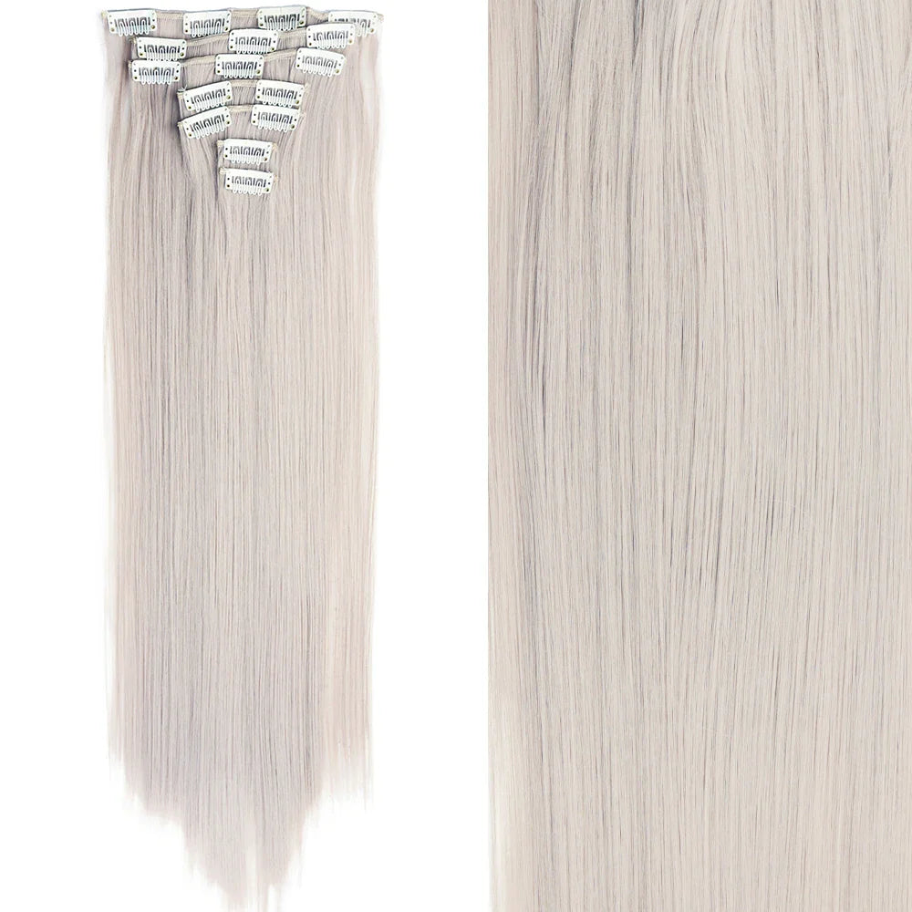 Women’s 7Pcs Hair Extensions with 16 Clips – Natural Black Straight Ombre Hairpiece