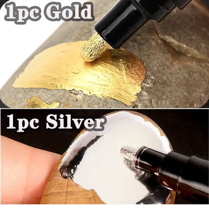 1/2pcs Mirror Marker Pen – DIY Reflective Chrome, Gold, Silver Paint for Car Styling, Art & Craftwork