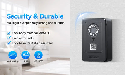 Camluxy Smart Key Box with Fingerprint & Digital Code Lock - Secure Storage with IC Card & Combination Unlock