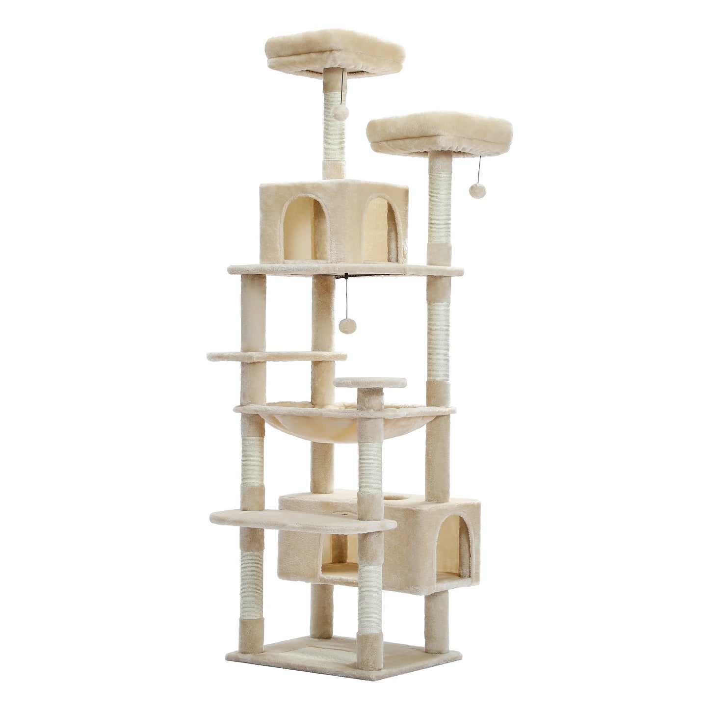 Large Cat Tree Tower – Multi-Level Plush Indoor Cat Condo with Scratching Posts, Boards, Perches & Caves