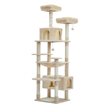 Large Cat Tree Tower – Multi-Level Plush Indoor Cat Condo with Scratching Posts, Boards, Perches & Caves