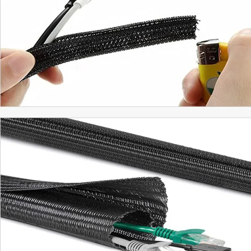 3M Black Insulated Braid Sleeving – 19mm Tight PET Wire Cable Protection, Expandable Cable Sleeve for Wire Gland