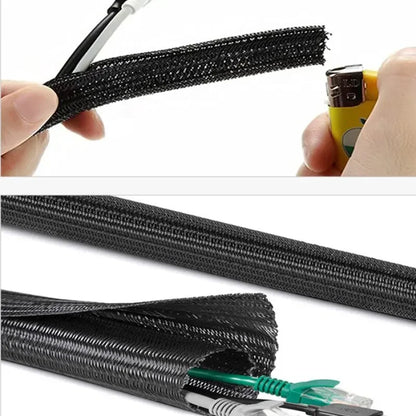 3M Black Insulated Braid Sleeving – 19mm Tight PET Wire Cable Protection, Expandable Cable Sleeve for Wire Gland