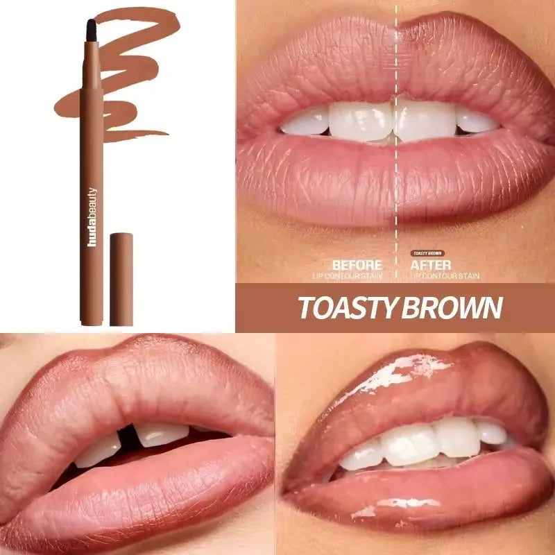Velvet Brown Lip Liner - Nude Matte Waterproof Cherry Red Lip Contour Pencil for Women