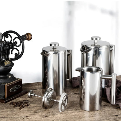 350ml/800ml/1000ml French Press Coffee Maker - Stainless Steel Double-Walled Insulated Coffee Pot