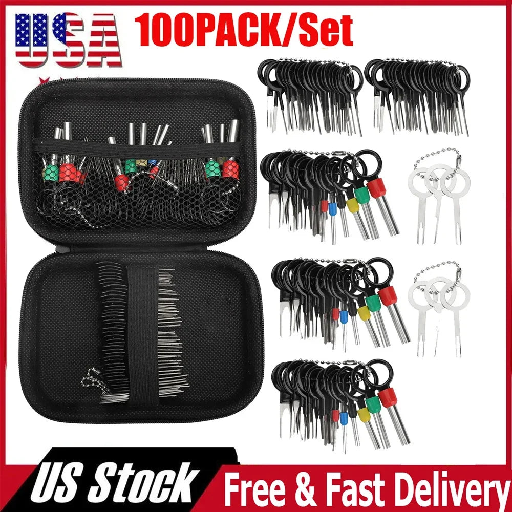 100-Piece Automotive Terminal Removal Tool Kit - Electrical Wiring Connector Pin Extractor & Plug Repair Tools