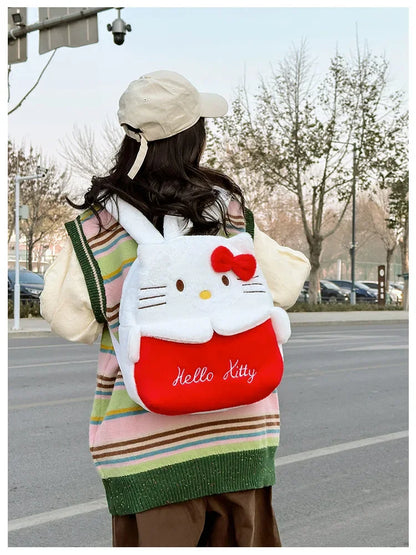 Kuromi & Cinnamoroll Plush Backpack — Cute Cartoon Soft Daypack for School, Travel & Daily Use