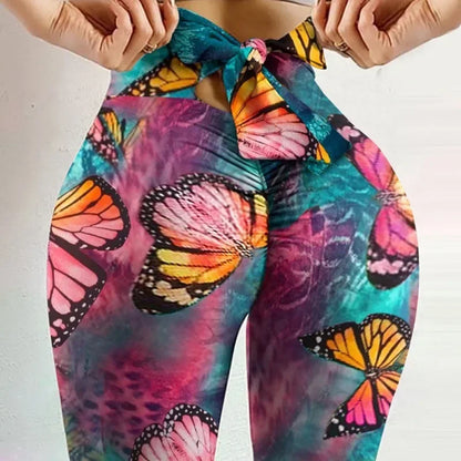 Women’s High Waist Butterfly Leggings – Bowknot Yoga Pants for Butt Lift & Fitness